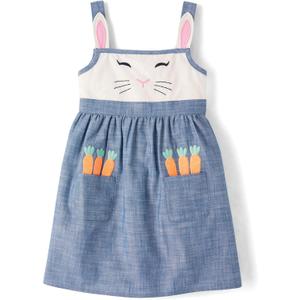 Gymboree,Girls,and Toddler Embroidered Sleeveless Skirtall Jumpers (Blue)