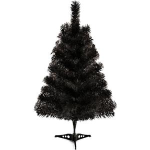 2FT Artificial Christmas Tree Black Tabletop Christmas Tree with Plastic Stand Mini Xmas Pine Tree for Party Supplies Indoor Outdoor Holiday Home Decoration(Black, 2 Pack)