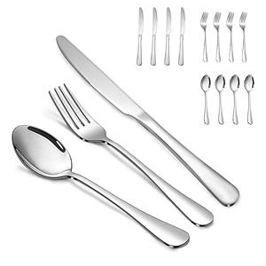 Silverware Set,SANTUO Stainless Steel Knives Spoon Forks Set for Home, Kitchen and Restaurant, Mirror Polished& Dishwasher Safe (20pcs-Silverware set)