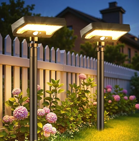 Thumok Solar Walkway Lights Outdoor, 92 LEDs Motion Sensor Outdoor Lights,600Lumen Brighter Solar Pathway Light with Adjustable Angle for Garden, Yard, Walkway(Warm White, 2 Pack)