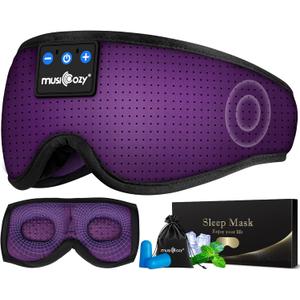 MUSICOZY 3D Sleep Headphones Mask Sleeping Headphones for Side Sleepers Eye Mask, Wireless Bluetooth Headband Headphones Cool Gadgets Unique Gifts(Purple)