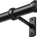 2 x Black Curtain Rod 28-48 Inch, 1" Diameter Curtain Rods for Windows, Heavy Duty Modern Drapery Rod with Brackets for Bedroom, Living Room, Kitchen, Patio