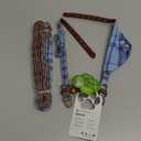 EXPAWLORER Puppy Collar and Leash Set - Embroidery Pawprints Plaid Dog Collar and Dog Leash Set, Bow Tie and Bandana Dog Collar with Bell, Cute Collar and Leash for Dogs Cats Outdoor Walking, Blue S