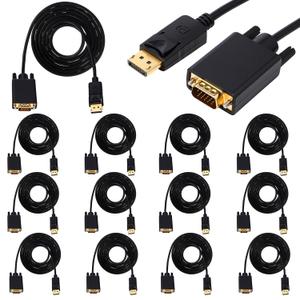12 Pack Displayport to Vga Cable 6 ft Gold Plated Dp to Vga Adapter with Chip for Computer Laptop PC Monitor Projector HDTV, Not Bidirectional, Not Compatible with Hdmi or USB