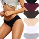 ALL OF SHE Womens Underwear Cotton Hipster Panties Breathable Sexy Cheeky Stretch Soft Ladies Bikini Underwear 6 Pack,Size L