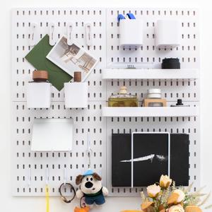 Wall-Mounted Pegboard Kit, 25.2" x 25.2" Organizer Panel  Large, Cost-Effective & Nail-Free Installation White