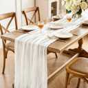 White Table Runner, 10FT Ivory White Cheesecloth Boho Gauze Table Runner for Wedding Bridal Shower Baby Shower Birthday Tea Party Decorations