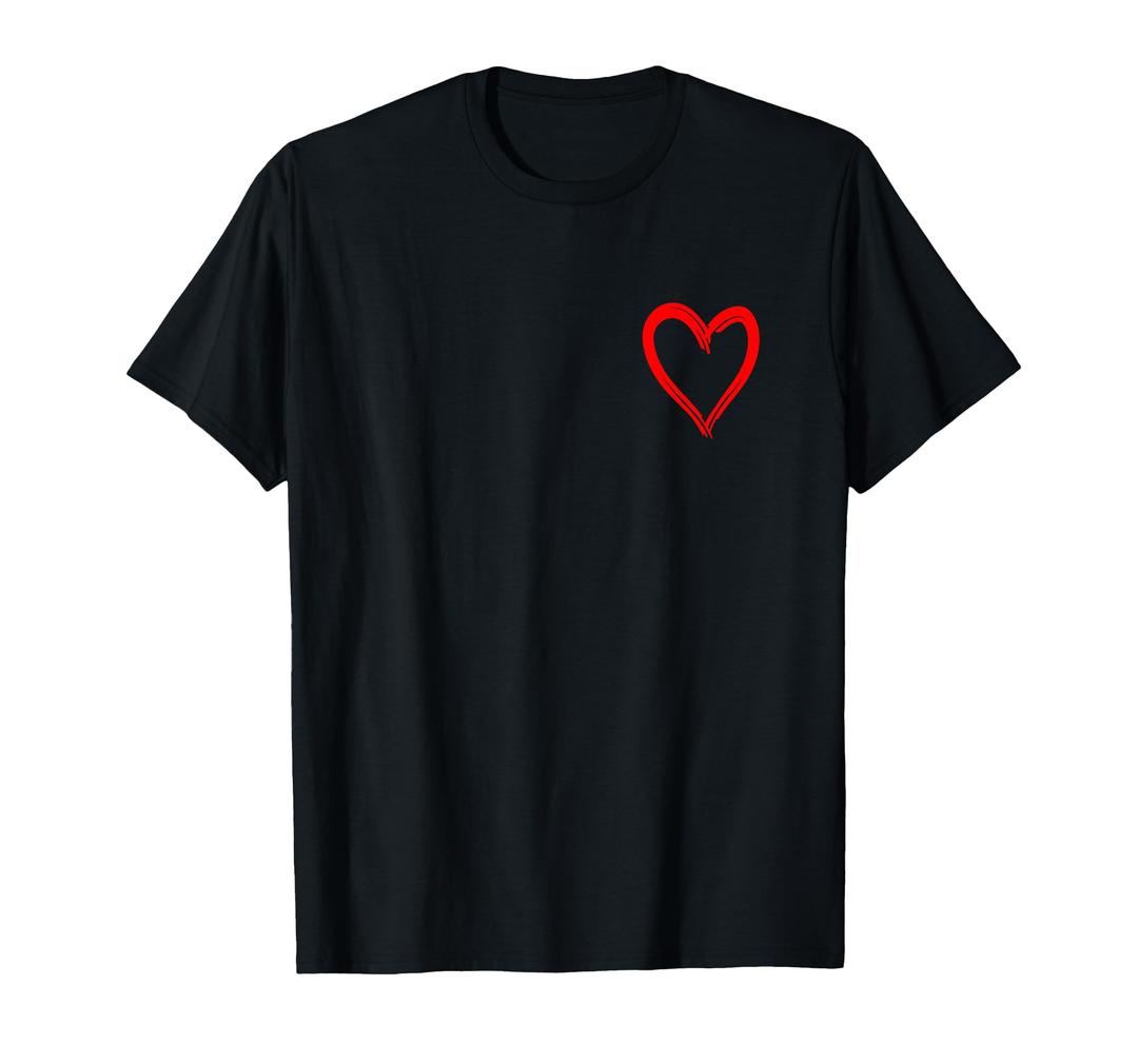 Red Heart Funny Cute Design for Men and Women TShirt, Size Small