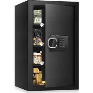 5.1 Cuft Large Home Safes Water and Fireproof with Digital Keypad & Key Lock, Fire Security Safes with 3 Removable Shelves, Anti-Pry Safe Box for Money Documents Jewelry, 23.62"H x14.96"W x 12.2"D