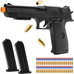 DaoDaoZhu Soft Bullet Toy Gun Pistol with Shell Ejecting for Indoor/Outdoor Shooting Games, Halloween Costume Fake Prop Gun Model, Educational Play Toy Guns, Christmas/Birthday Gifts (Black)