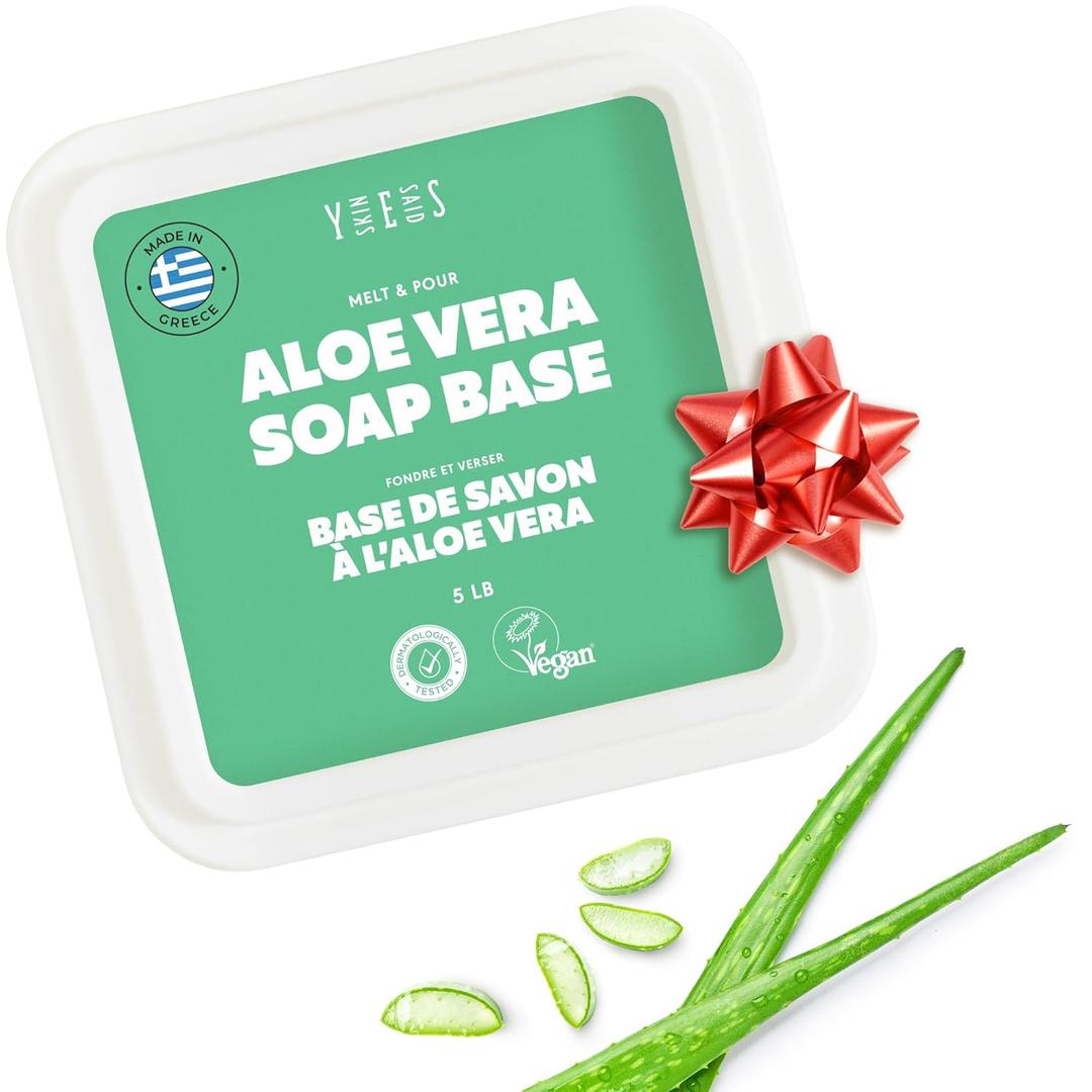 5Lb Aloe Soap Base - Melt and Pour Soap Making Supplies - SLS/SLES Free, No Palm Oil, Natural with Organic Aloe Vera - Rich in Antioxidants, Hydrating, Perfect for Handmade Projects (80 Ounce (Pack of 1))