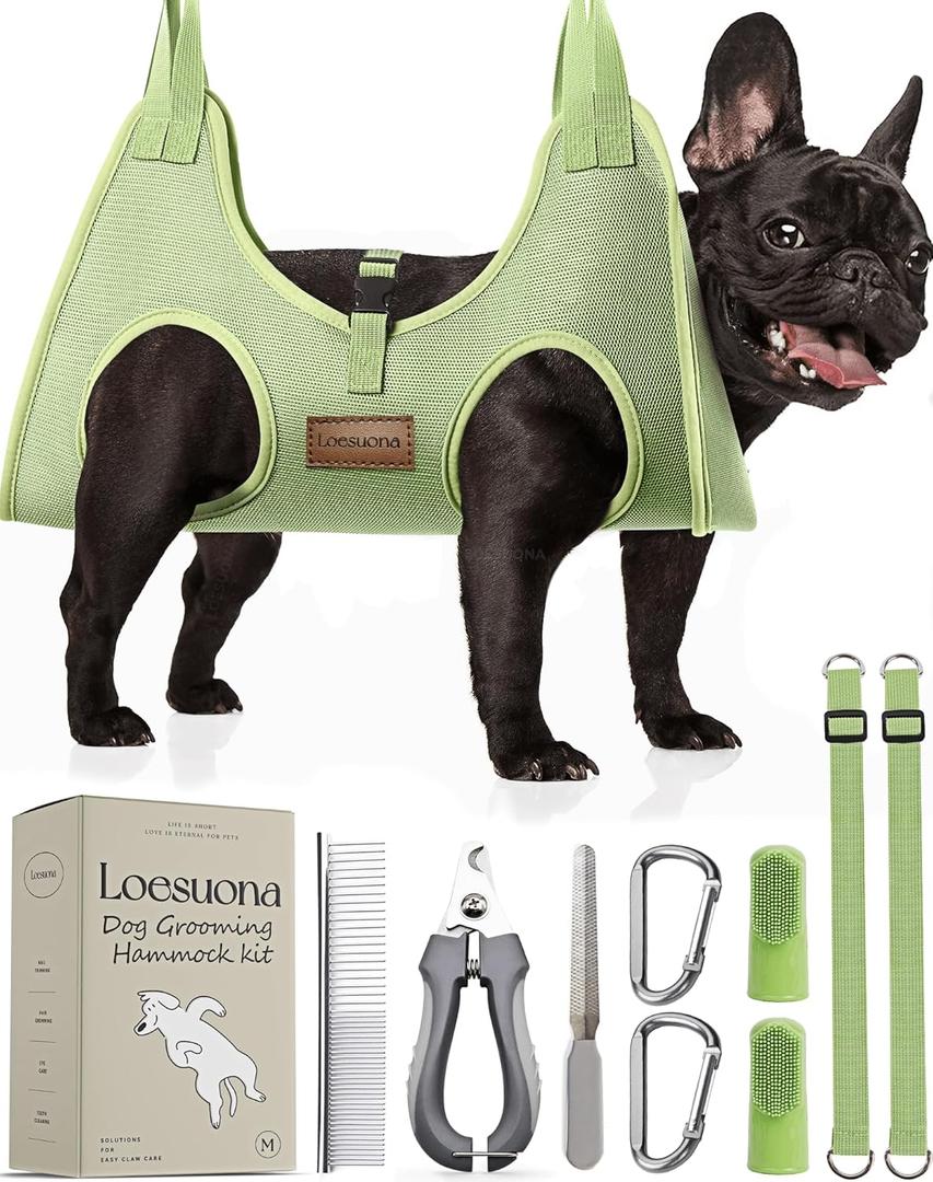 Dog Grooming Hammock – for Dogs Cat Grooming Hammock,Dog Sling for Nail Trimming with Dog Nail Clippers for Small Dogs,Dog Hammock for Nail Trim,Dog Hanging Harness for Nail Trimming M