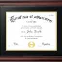 Yaetm 11x14 Diploma Frame, Certificate Frame with Tempered Glass, Display 8.5x11 Document with Black Over Gold Acid-free Mat or 11 x 14 without Mat, Wide Molding (Single, Mahogany)