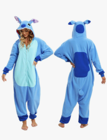 SEEKHINE Adult Cosplay Costume Animal Onesie Unisex Novelty OnePiece Pajamas Sleepwear for Men Women (US, Alpha, Small, Regular, Regular, Blue Alien Dog)