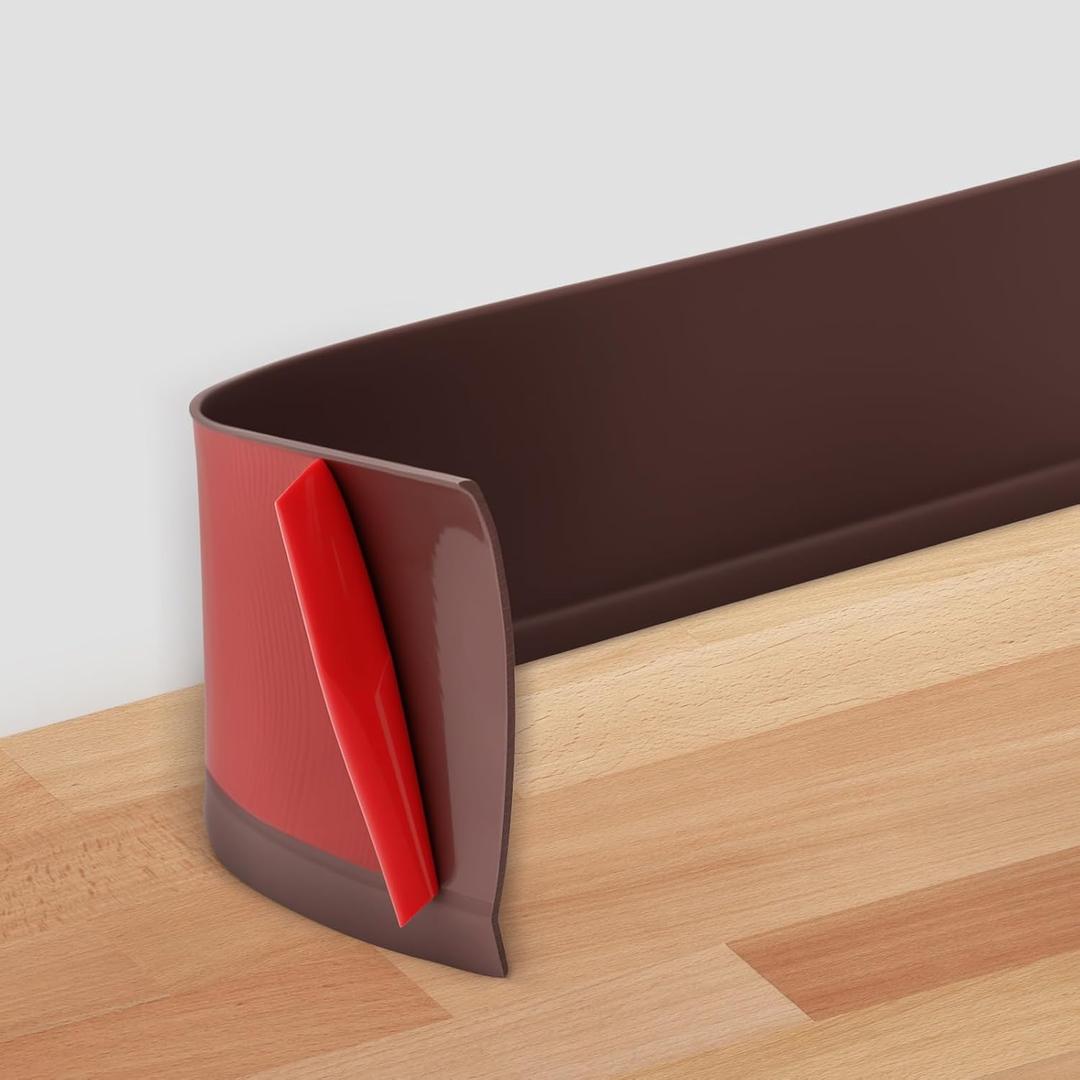 Flexible Baseboard Molding Trim 4" x 15 ft, Self-Adhesive Vinyl Wall Base Cove Base, Peel and Stick Rubber Wall Base Molding Trim - Coffee