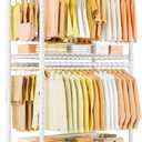 P5 Rolling Clothes Rack Heavy Duty, Clothing Racks for Hanging Clothes, Metal Garment Rack with Wheels, 3-Tier Portable Closet Rack 39.4'' W  20.5'' D  80.5'' H, Max Load 650 Lbs, White