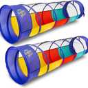 Kiddey Play Tunnel Pop Up Tunnel Toys for Toddlers, Kids Multicolored Tunnel for Indoor/Outdoor Fun, Crawl & Play, Obstacle Course for Kids Gifts for Toddlers - Balls Not Included (2 Pk)