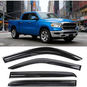 Tape-on Window Visors Rain Guards Deflectors for 2019-2026 Ram 1500 CrewCab