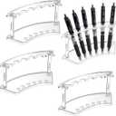 Clear Plastic Pen Holder Display Stand - 4 Pack, 6-Slot Organizer for Home Office & Store Use