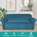 Turquoize Velvet Couch Covers Sofa Covers for 3 Cushion Couch Stretch Sofa Slipcovers with Non Slip Elastic Bottom Furniture Protector for Pets Crafted from Thick Velvet Fabric (Sofa, Peacock Blue)