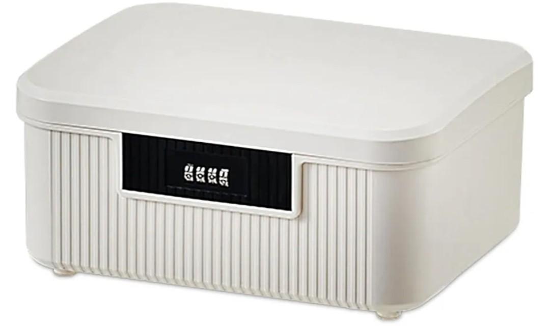 Saim Lockable Storage Box, 2.3 Gallon/9 Liter Combination Lock Box, Medicine Case Container for Personal Private Items, Medicines, Food, Snacks, Locking Cell Phone Smart Device Jail (White)