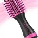 Mini Travel Hair Dryer Brush, 2Inch Oval Blow Dryer Brush for Short to Medium Hair, Dual Voltage 120–240V Hot Air Brush with Ceramic Coating, Smooth Blowouts, Black &Pink
