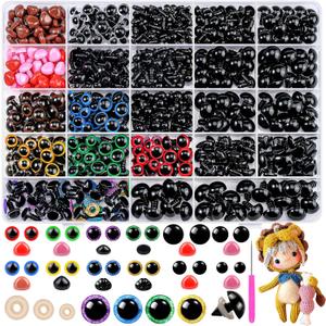 Fulasiteu 1100PCS Safety Eyes and Noses, Amigurumi Safety Eyes for Crocheting, Colorful Doll Crochet Eyes with Washers for Plush Animal, Crochet Toy, Stuffed Doll and Teddy Bear