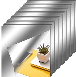 Zonon Flexible Mirror Sheets Self Adhesive Non Glass Mirror Tiles Stickers for Home Wall Decor(20 Pieces,12 x 12 Inches)