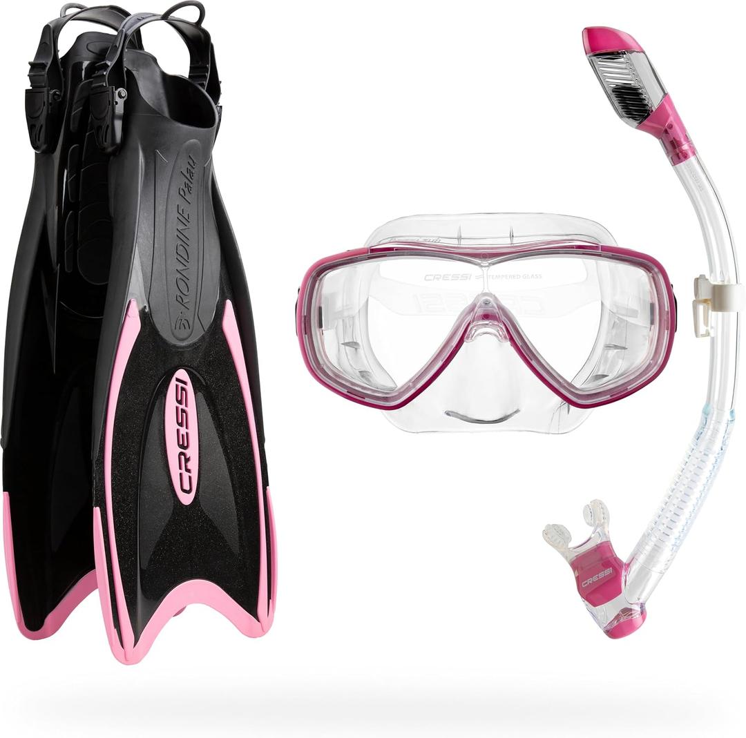 Cressi Adult Light Weight Premium Travel Snorkel Set - Mask & Fins Made in Italy - Palau Set: by Cressi, Quality Since 1946, Size: XS/S | US Man 4/6.5 | US Lady 5/7.5