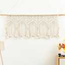 Boho Macrame Curtain for Window | Rustic Cotton Cord Valance | Handmade Minimalist Wall or Doorway Hanging