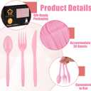 Kochorie 90 Pieces Pink Plastic Cutlery Set Disposable Plastic Utensils Heavy Duty Flatware Set Includes 30 Knives 30 Forks 30 Spoons for Party Wedding Birthday