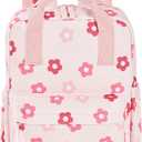 Mini Corduroy Backpack Bookbag School Bag for Toddlers Girls and Boys Preschool Daycare Kindergarten 13'' H Lightweight Fits for Folder(Floral-Pink Corduroy)