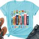 Read Book Shirt for Women-Reading Teacher Tee Tops Pink Flower and Butterfly Short Sleeve Cute Book Shirt
