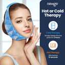 NEWGO Wisdom Teeth Ice Pack Head Wrap Jaw Ice Pack for Face Oral Surgery Pain Relief, Face Ice Wrap with 4 Hot/Cold Packs for Facial, Chin, Jaw (Blue)