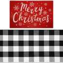 Maasechs 2 Pcs Christmas Doormat 24'' x 51'' Christmas Outdoor Rug and 18'' x 28'' Merry Christmas Coir Doormat Welcome Mat Xmas Non Slip Floor Mat for Outside Entrance Front Porch (Snowflake)