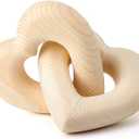 Handmade Wooden Heart Decor Interlocking Hearts Neutral Wedding Couple Gifts Aesthetic Natural Wood Knot Chain Link Shelf Decor Coffee Table Accessories(Wood Grain)