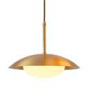 Base Single-Head Pendant Light, Creative Copper Lamp with Glass Lampshade, American Retro Chandelier for Living Room, Hotel, Office, Decorative Lighting Fixture