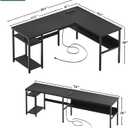 Unikito Reversible L Shaped Desk with Magic Power Outlets and USB Charging Ports, Sturdy Corner Computer Desk with Storage Shelves, Gaming Table Home Office Desk, Easy to Assemble, Black