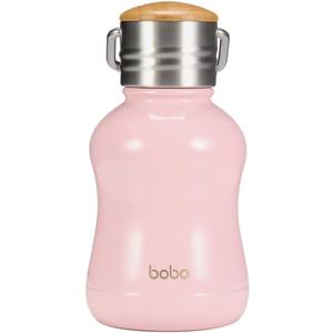 YOHKOH Mini Vacuum Insulated Water Bottle With Bamboo Lid - Stainless Steel Thermos Water Bottle for Women Girls Kids, Metal Sports Hot and Cold Water Bottle Leak-Proof BPA-Free (6.4oz,Pink)