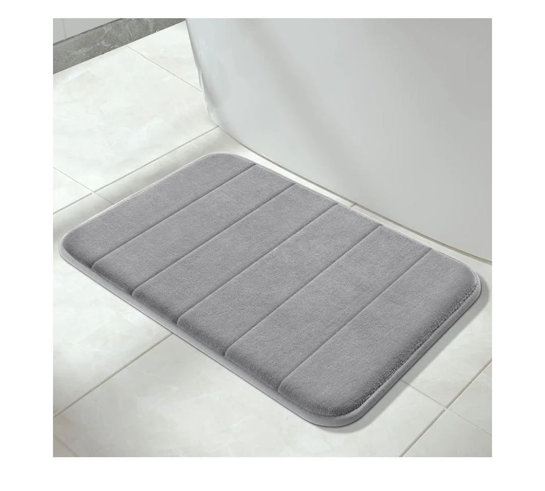 Yimobra Memory Foam Bath Mat, Super Soft Absorbent Bathroom Rug Non Slip 24x17 Inch, Quick Dry, Machine Washable Floor Carpet for Tub Shower, Home Decor Accessories, Gray