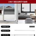 AceMining Sliding Door Security Bar,Heavy Duty Sliding Patio Door Lock Bar, 20-50inch Adjustable Multi-use Window Security Bars, Sliding Door Stopper,White,1Pack