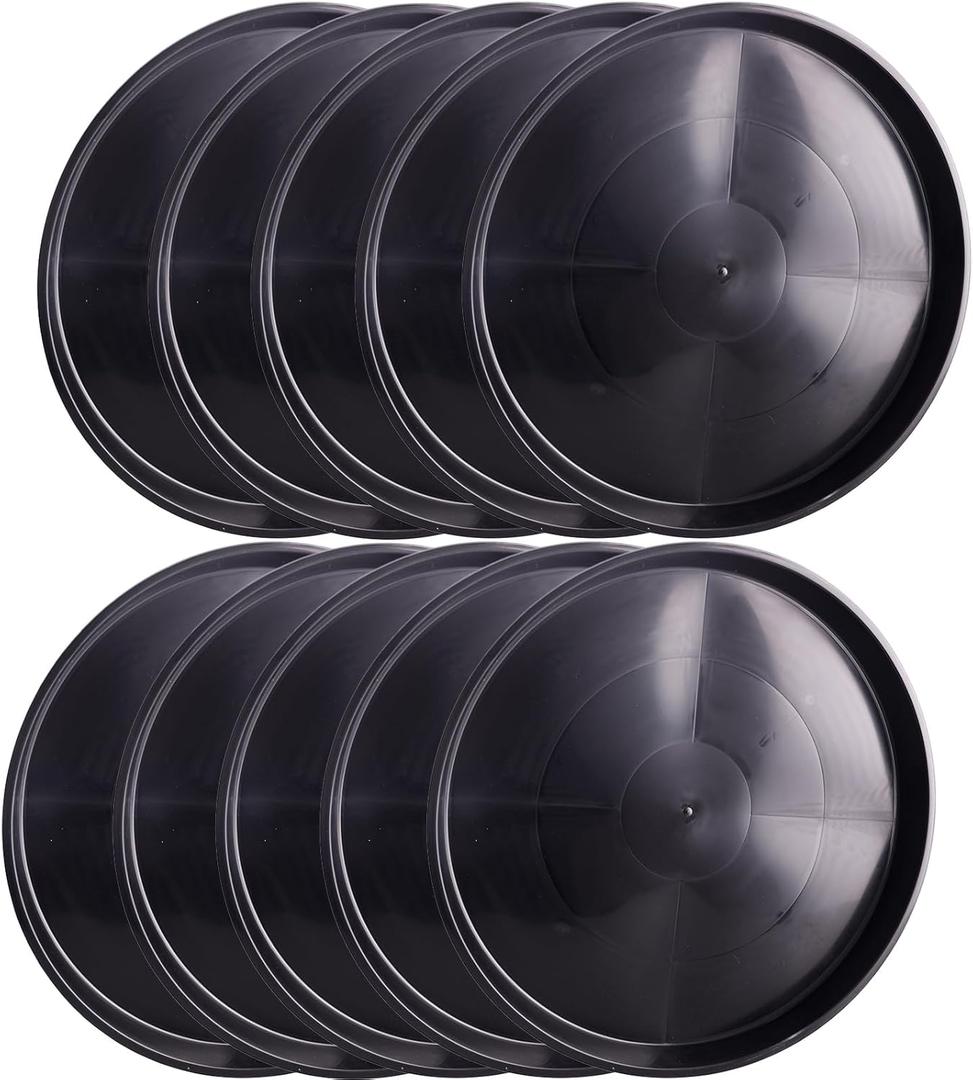 10 Pack Plant Saucer 20 Inches Plant Trays for Pots Plastic Round Drip Trays Flower Pot Saucers Black Planter Water Tray Plant Drainage Tray, Black