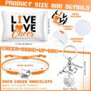 Irenare 4 Pcs Orange Cheerleader Gifts Cheer Stuff 12 oz Stainless Steel Tumbler Cup Makeup Bag Keychain Bracelet Set Christmas Gift Bulk for Cheerleader Coach Girls Women Sports Team Accessories