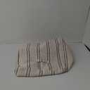 AELS Unstuffed Farmhouse Pouf Cover for Living Room, Boho Storage Bean Bag Cubes, Beige with Black Stitch Yarn Dyed Stripe Linen Square Ottoman Pouf Foot Rest Footstool, 18"x18"x18", Cover ONLY