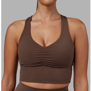 EASYBUNNY GIRL Sports Bras for Women Pack Criss Cross Back Sexy Strappy Sports Bra Seamless Padded Yoga Bra with Removable Cups Brown Size 1 (12)
