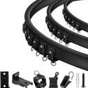 TOKPLNU Ceiling Curtain Track, 12 Ft Black Flexible Bendable Curved Curtain Rail Wall Mount Sliding Ceiling Track System Set for Bay Window, Room Divider