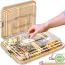 Charcuterie Boards with Foldable Lid, Portable Bamboo Cheese Board with 6 Compartments, Clear Locking Lid and Handle, Easy to Store, Suitable for Picnics, Camping, Parties & Housewarming Gifts