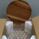 Yangbaga 11IN Wood Cake Stand with Dome Lid, Rotating Cake Stand with Glass Dome- Cake Plate with Cover for Baking Gifts/Birthday Kitchen/Party/Weddings