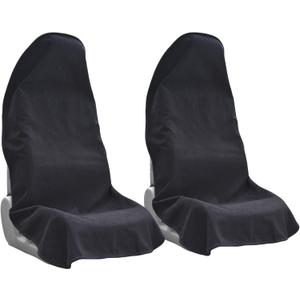 Car Seat Covers Universal Car Protective Front Seat Covers Washable Non-Slip Seat Protectors for Gym Workouts, Waterproof and Sweatproof Towel Seat Covers for Cars, Trucks, Jeeps (2 Pack, Black)