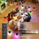 Brightever LED Outdoor String Lights, 50FT Patio Lights with 16 S14 Christmas Filament Bulbs, Dimmable&Speed Adjustment, Plug in IP65 Waterproof Outside Hanging Lights with Remote for Porch, Deck